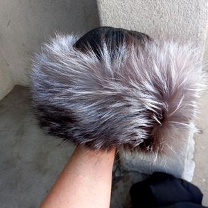Silver fox fur and lamb skin hat